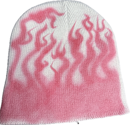 Grey Red Flame beanie